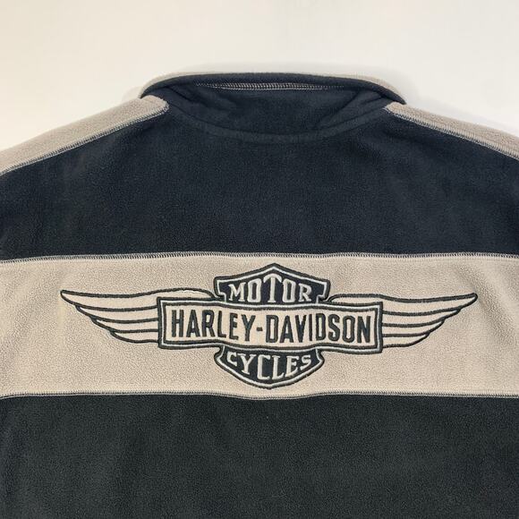Harley Davidson Fleece Mens XL Extra Large Black Grey Long Sleeve Biker Sweater - Picture 10 of 14